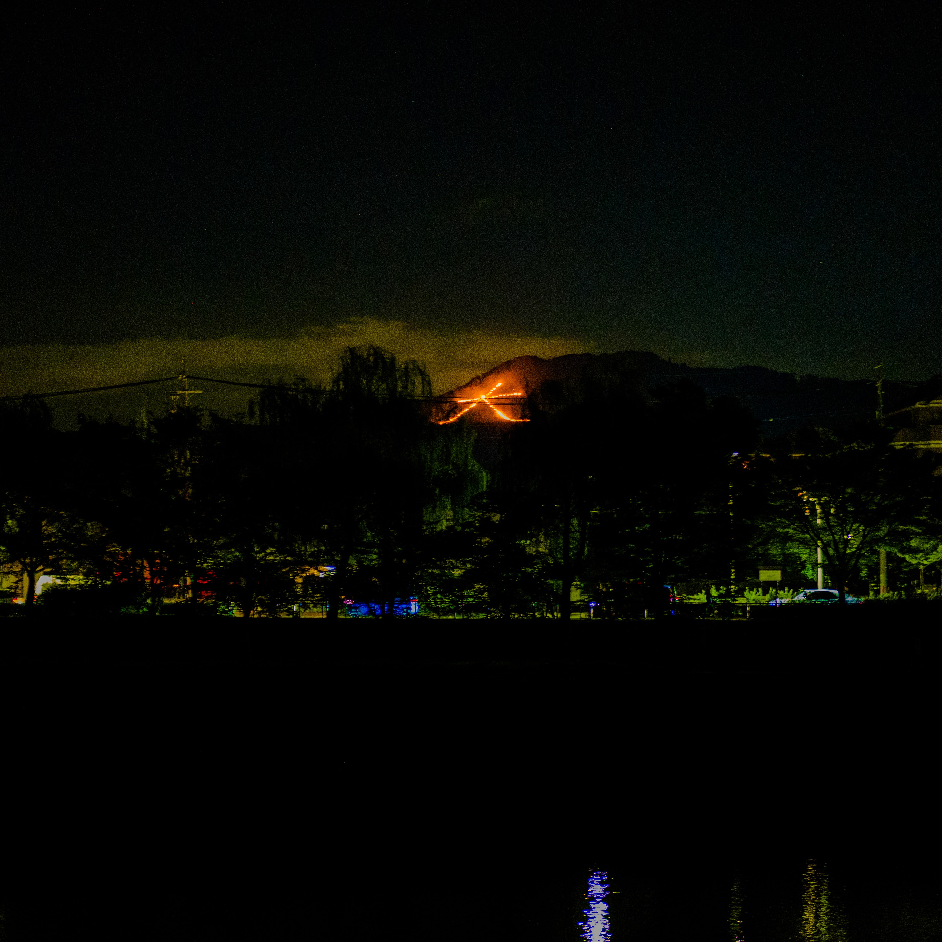 kyoto 鴨川 送り火